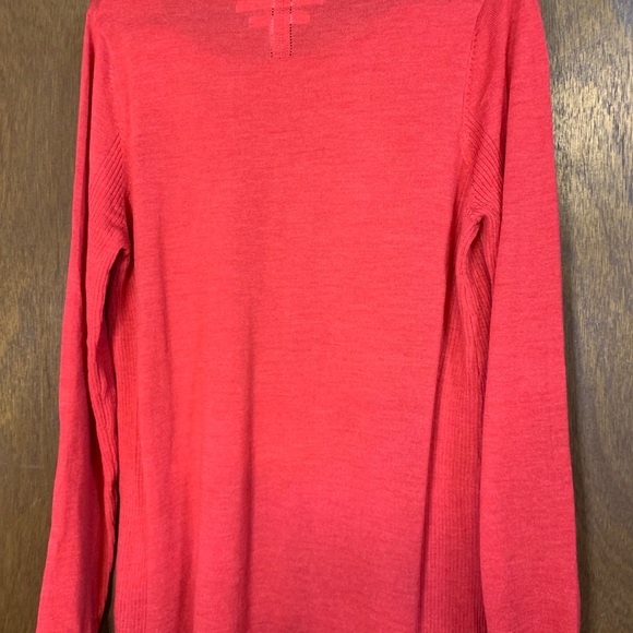 Max Studio Sweater Womens Size Large Dark Red Orange Extra Fine Merino Wool - Picture 5 of 6
